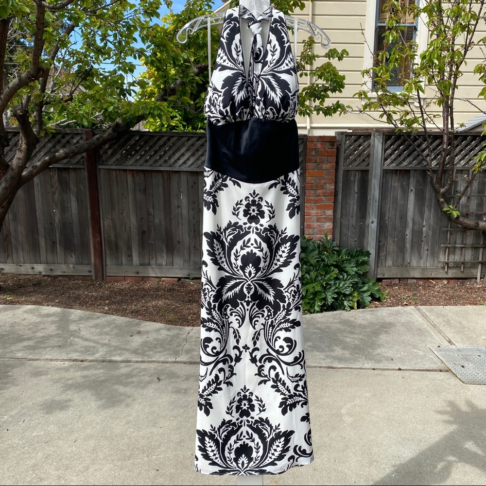 White House Black Market Halter Black White A Line Dress Size 4